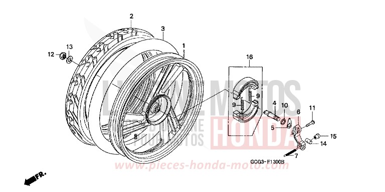 HINTERRAD von CB1300 Super Bold'or ABS REAL WHITE (NH250) von 1999